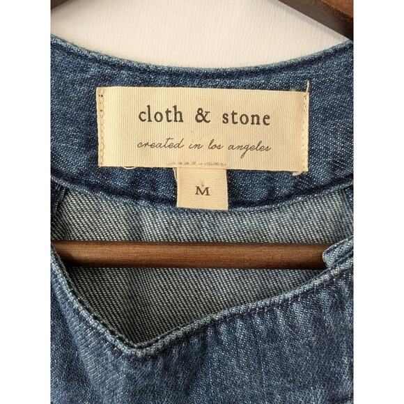 Cloth & Stone Denim Jumpsuit Womens Size Medium Blue Cotton Tencel Pockets - Picture 5 of 10